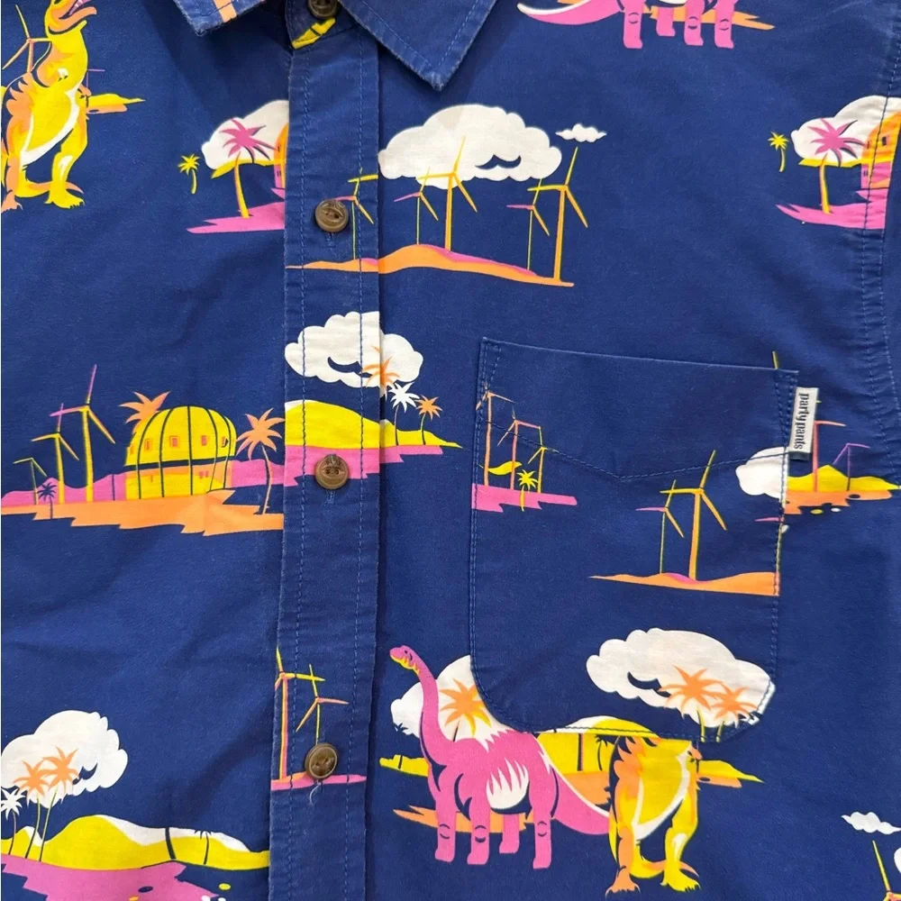 Men’s Party Pants Dinosaur Print Button Up Shirt - Picture 4 of 4